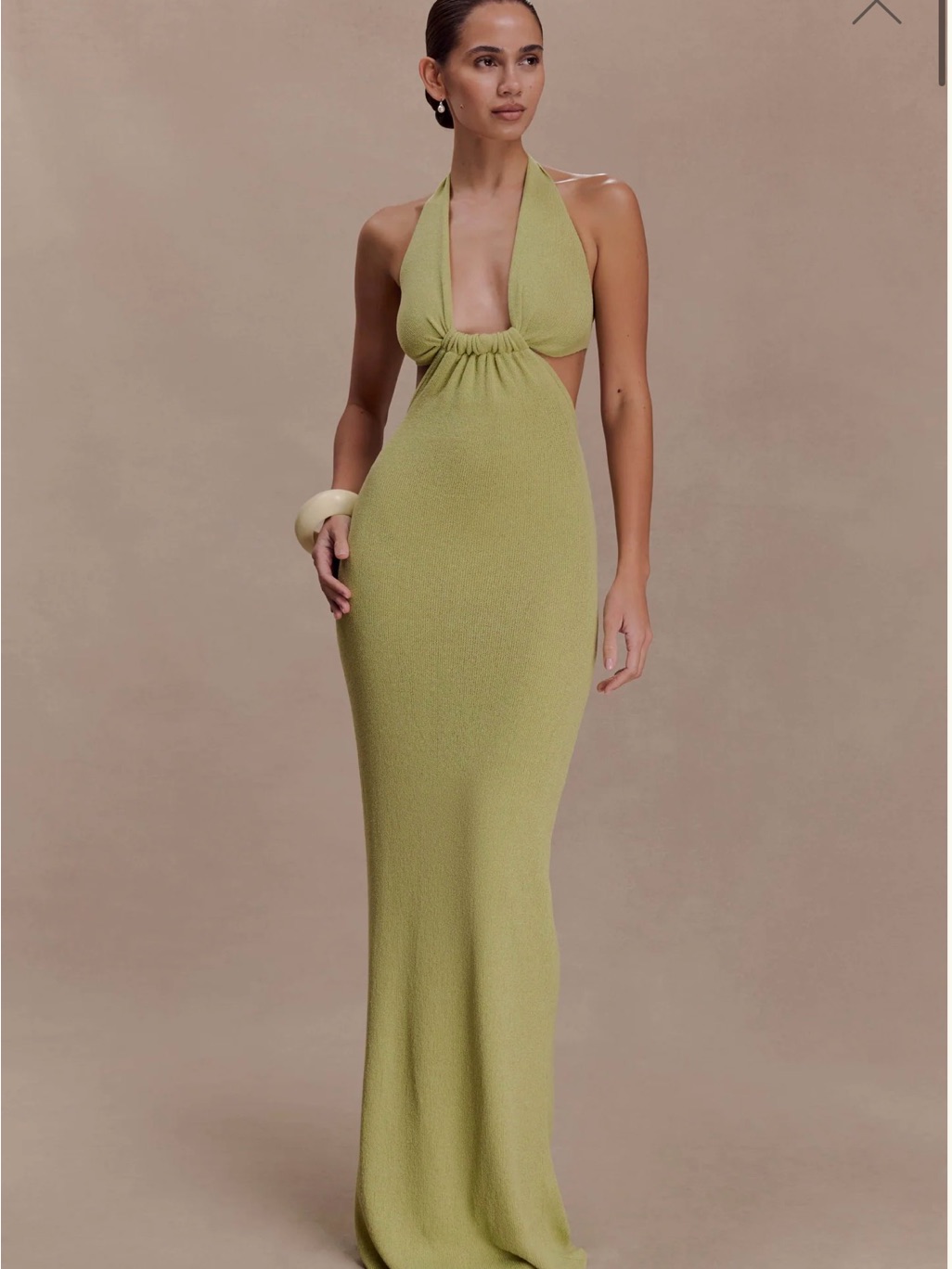 Meshki Theresea Halter Knit Maxi Dress - Light Olive